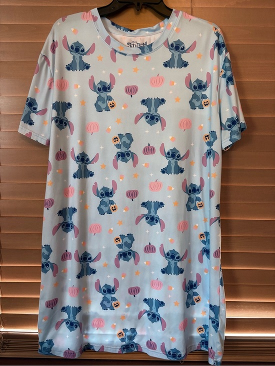 Disney Other - Disney Stitch NWOT Light Blue Pajama Nightshirt/ Pink & Orange Accents. Size M